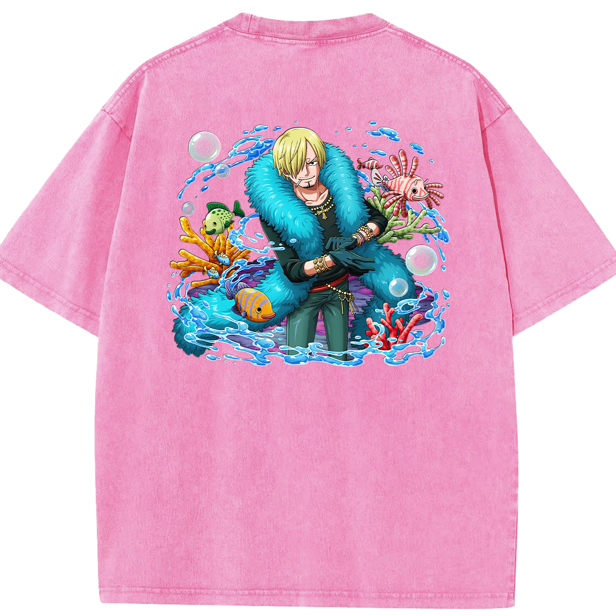 ワンピース サンジ ONE PIECE Sanji 綿100% ヴィンテージ風 半袖Tシャツ（背面プリント）